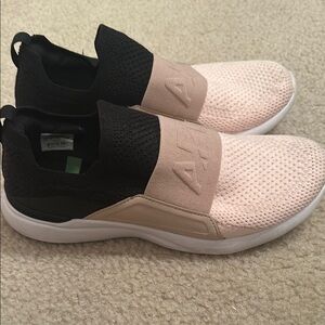 Women's Black and Pink Slip-On Sneakers